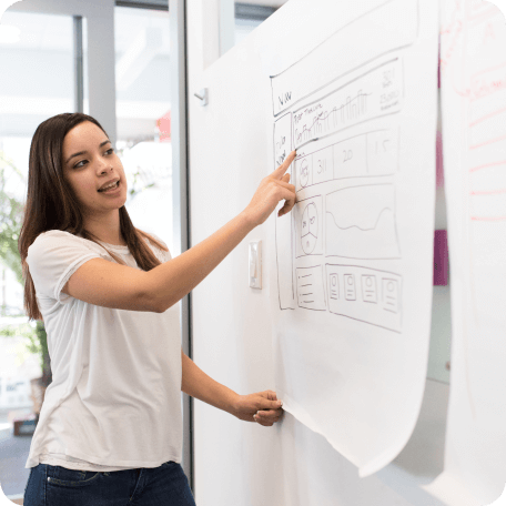 Placeholder pointing woman